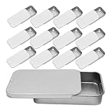 TOBBOMEY 18 Piezas Caja de Hojalata Rectangular Estuche Metálico Compacto con Tapa Deslizante Resistente y Ligero para Bálsamo Labial Joyas y Pequeños Regalos Plateado Mate
