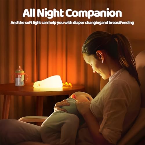 Image of Rytinazzz Silicone Night Light for Kids, 50H Long Battery Duck Lamp (Lying), Gift for Kids, Soft Dimmable Bedside Light, Rechargeable Tap Control