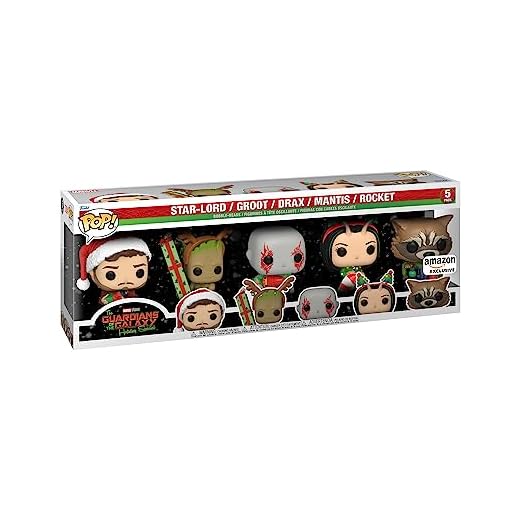 Funko Pop! Marvel: Holiday - Starlord, Groot, Drax, Mantis And Rocket Raccoon - Guardians Of The Galaxy 5 Pack - Marvel Comics - Cómics Marvel - Exclusiva Amazon - Figura de Vinilo Coleccionable