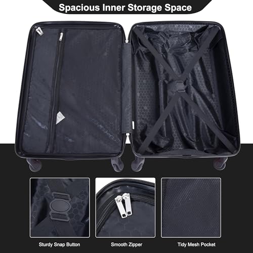 Image of Travelhouse 4-Piece Hardside Luggage Set with Spinner Wheels & TSA Lock | Lightweight ABS hardside set: 16 inch personal item + 20 inch carry-on + 24 inch + 28 inch checked