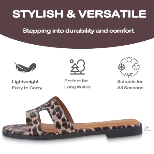 Image of Sandals for Women Dressy Comfortable Flat Open Toe Casual Cute Trendy Shoes Soft Leather Slip On Ladies Slides for Summer 2026