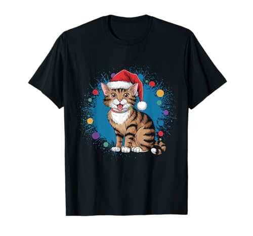 Feliz Navidad gato divertido día festivo Papá Noel sombrero para amantes de las mascotas Camiseta