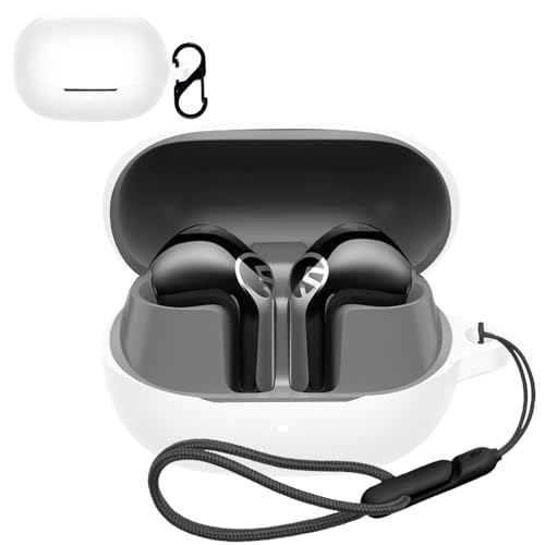 For SOUNDPEATS(�T�E���h�s�[�c) Air6 HS �p �P�[�X �J�o�[ �yNOUKAJU�z ���C�����X �C���[�z�� �V���R�� �ی�P�[�X �i�J���r�i�t��+�X�g���b�v�t�� �j �����h�~ �L�Y�h�~ �ϏՌ� �����[�d�\ �h�� �h�o (�z���C�g)