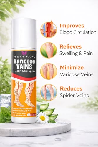 Image of Fresh & Young Varicose Veins Spray | Natural Formula for Fast Relief | Reduces Swelling, Relieves Pain & Improves Blood Circulation | Easy-to-Use Spray for Legs & Feet - 50 ml Pack of 3