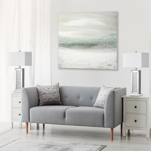 Modern Table Lamp Set of 2 Touch Control, Silver Mirror Diamond Crystal Bedside Lamp with USB C+A Ports, 3-Way Dimmable Mirrored Nightstand Lamps White Fabric Shade for Living Room Bedroom Art Decor by PARTPHONER - Image 7