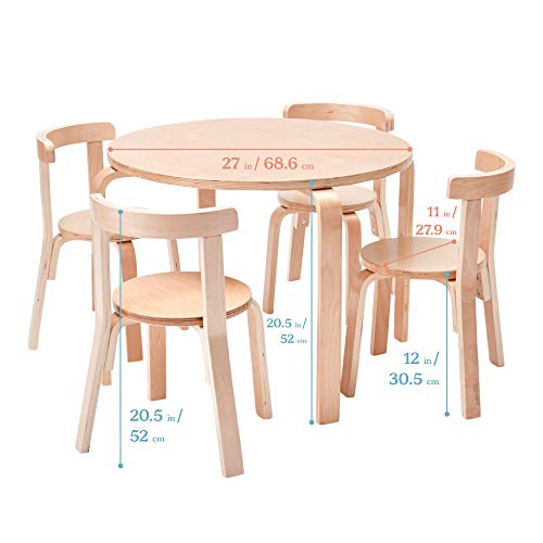 Ecr4Kids Ecrkids Seating, 5-Piece Table And Chairs Set, Natural #TOP1