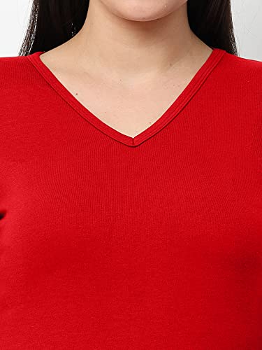 Image of Wafaa Women's Cotton Plain V Neck Full Sleeve T-Shirt