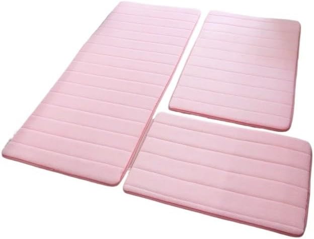 Alfombra antideslizante de Baño De Espuma Viscoelástica, Tapete Moderno, Antideslizante, 3 Unidades Por Juego Alfombras de Baño (Color Rosa 3