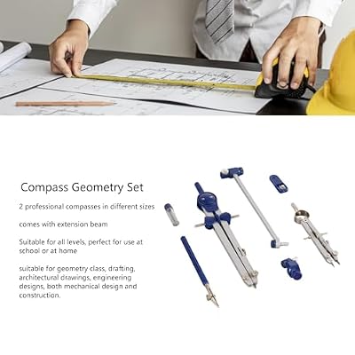 9PCS Geometry Set, Extensible Drawing Compass Circle Drawing Tools with Shatterproof Storage Box for Architects Engineers Students
