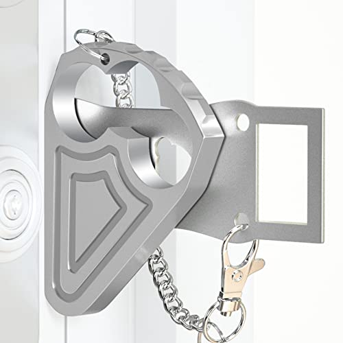 Portable Door Lock for Hotel Door Safety- Metal Hotel Door Locks for Travelers Security-Travel Door Lock Latches & Bolts for Additional Safety Prevent Unauthorized Entry, Silver