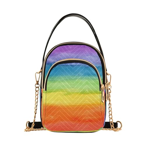 Unicorn Background with Rainbow Crossbody Handbags for Women Casual Leather Shoulder Phone Purse
