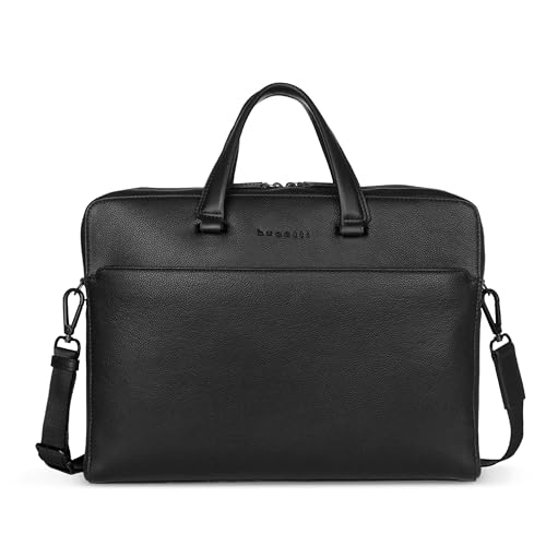 bugatti Black mochila de cuero, backpack business 15' para ocio, viajes o trabajo, negro