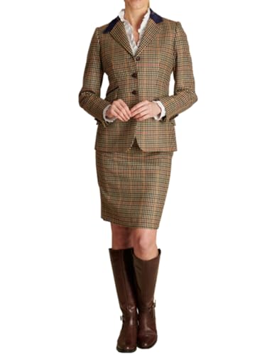 Costume Pied-de-Poule Femme : Ensemble de Bureau avec Veste et Jupe