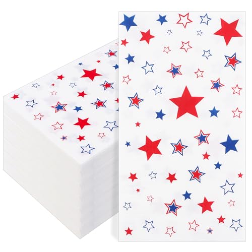 4th of July Napkins Fourth of July Napkins Patriotic Napkins Bathroom Napkin Guest Disposable Red White Blue Dinner Cocktail Napkin Tableware for 4th of July Independence Day Party Decorations 50PCS