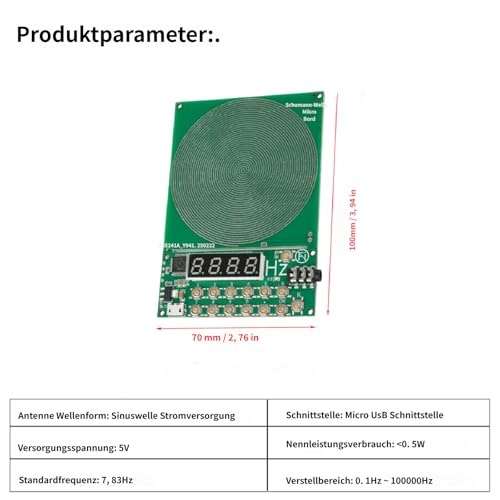 Schumann Frequenz Generator 7.83Hz mit Display 0.01Hz ~ 100000Hz einstellbarer Schumannwellengenerator USB-Anschluss Schumann Resonanz generator, Stressabbau für Raumharmonie Tragbar für Zuhause, Büro
