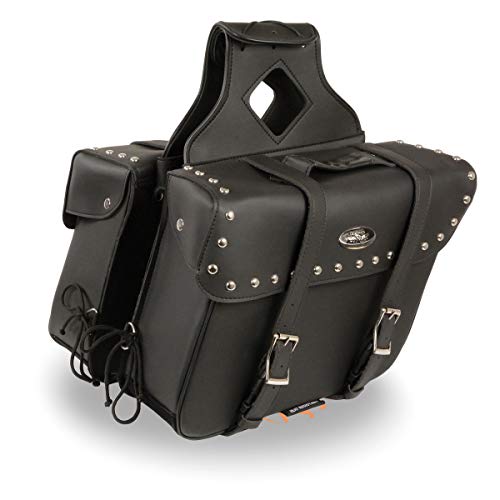 Image of Milwaukee Leather Studded Throw-Over Motorcycle Saddlebags - Synthetic Leather - Universal Fit - Zip-Off - Large