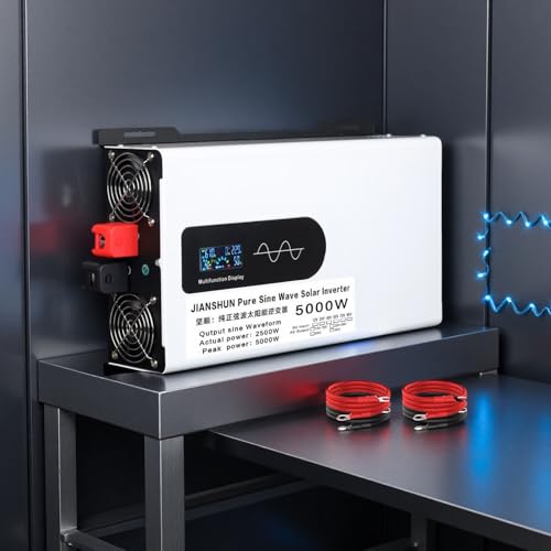 2025 Latest Upgraded Model 5000 Watt Pure Sine Wave Power Inverter 12V,24V,48V,72V DC to 110V 120V AC with Hardwire Terminals for Off Grid Solar System Boats Campers,12V-5000W