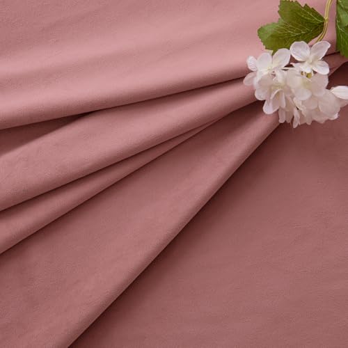 Image of MIULEE Velvet Curtains 50W x 84L 2 Panels Dusty Rose Blackout Curtains | Luxury velvet fabric, pinch pleat design, back tab hooks, thermal insulated, blackout light blocking, for living room bedroom