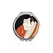 Japanese Style Ukiyoe Male Kimono Hand Compact Mirror Round Portable Pocket Glass