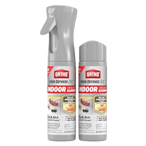 Ortho Home Defense Max Indoor Insect Barrier - Home Defense Bug Spray, Kills Ants, Roaches, Spiders, Fleas and Ticks, 360 Sprayer, 9 fl. oz. with Refill