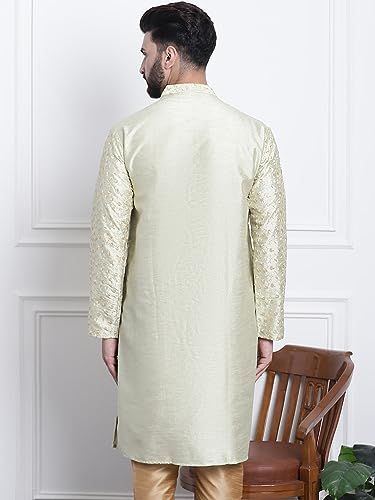 Image of SOJANYA (Since 1958 Men's Cotton Blend Navy Paisley Design only Long Kurta