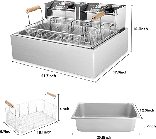 Tangme Commercial Deep Fryer, 3400W Electric Turkey Fryer With 3 Baskets thumb #4