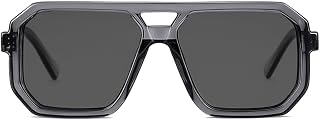 SIYU No Contact Gray Polarized Sunglasses for Men & Women | UV Protection Stylish Square Frame | Lightweight Anti-Scratch ... Price In India