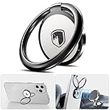Phone Ring Holder Finger Kickstand - FITFORT 360° Rotation Metal Ring Grip for Magnetic Car Mount Compatible with All Smartphone-Gun Black