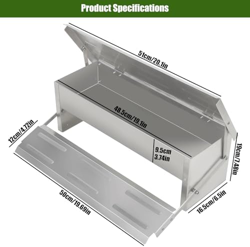 Automatic Chicken Feeder - Rat-Proof Poultry Feeder with Weatherproof Lid for 4-6 Chickens, Rooster, Pheasant & Duck - Ideal for Outdoor Henhouse & Backyard Farming