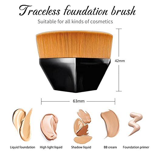 Sohefa Cepillo De Maquillaje Con Tapa Plana, Brochas De Maquillaje para Base, Brochas De Maquillaje