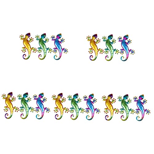 Yardwe 15 Pcs Animal Decor Outdoor Animal Statues Outdoor Metal Decor Lizard Statue Hanging Lizard Wall Decorations Lizard Sculptures Art Lizard Wall Ornaments Garden Wall Art Adornments #TOP26
