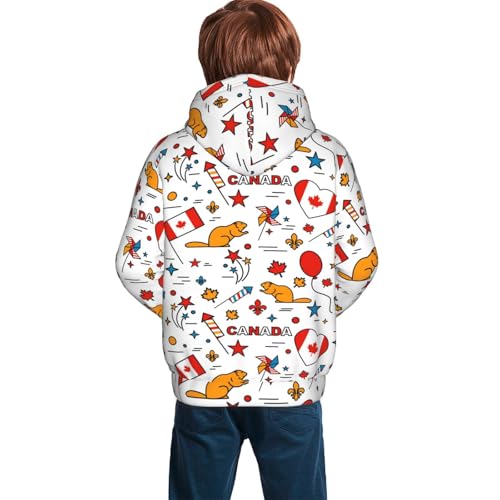 Canada Day Kid Hoodies Boys Sweatshirts Girls Pullover with Pocket4