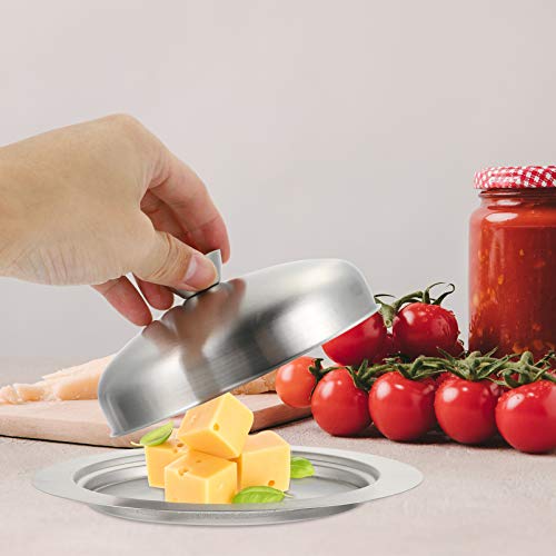 Cabilock Metal Cheese Dish Punch Bowl Stainless Steel Butter Dish With Cover Rectangular Cheese Dish Tray Butter Fresh Keeper Butter Tray Box Food Container Food Serving Cover Round Butter Plate #TOP2