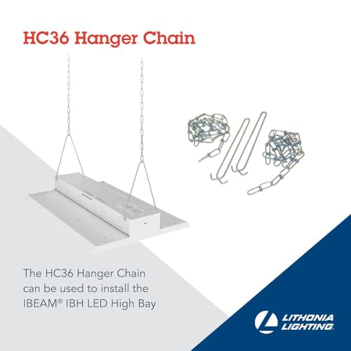 Lithonia Lighting 36-Inch Hanging Chain Kit for Ceiling Light Fixtures, 2 Chains & 2 Hooks for LED Strip Lights and High Bays, Supports 35–40 lb, Indoor Warehouse or Garage Light Fixture Suspension by Lithonia Lighting - Image 3