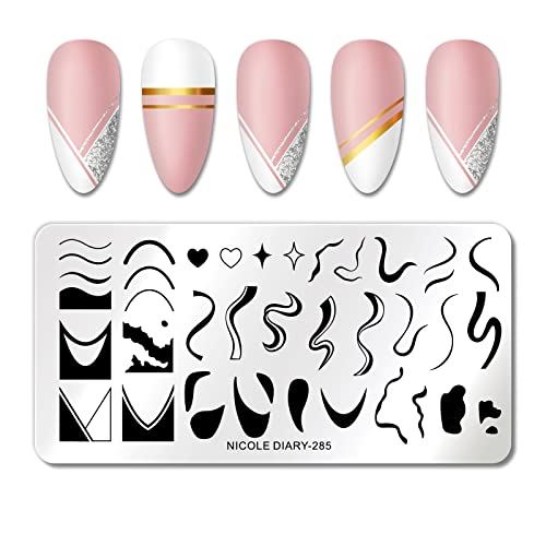 1 Pcs French Nail Stamping Plates Wavy Striped Tip Nail Stamp Template Heart Nail Design Stencil #TOP2