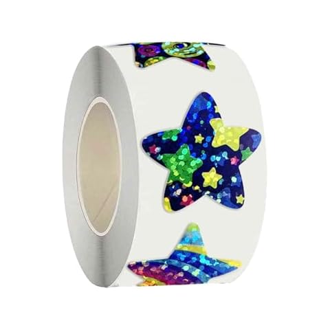 500Pcs/Roll Starry Colorful Star Round Stickers Self Adhesive Labels Roll For Reward Charts Kids Teachers Cover