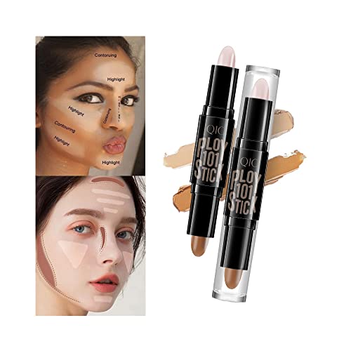 2 In 1 Makeup Shading Stick, Double-Head Make Up Concealer Contouring Sticks, Highlighter Three-Dimensional Face Brightening Pencil（Pack Of 1) (01#Ivory White) #TOP3