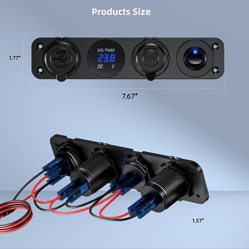 Kewig 4 in 1 Marine Switch Panel,12V 36W Dual USB Charger Socket by Kewig - Used condition - Image 4