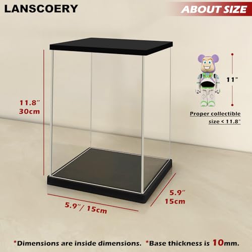 LANSCOERY Clear Acrylic Display Case with RGBW LED Light, Black Display Box with Open Door, Dustproof Showcase, Perfect for Figures Collectibles - 5.9x5.9x11.8 inch by LANSCOERY - Image 2
