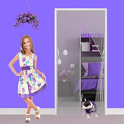 Magnétique Moustiquaire Porte-Moustiquaire Baie Vitree Coulissante-Moustiquaire Fermeture Automatique pour Enfants et Animaux de Compagnie 200 x 240 cm - Gris A