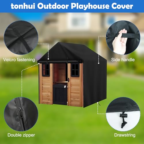tonhui Outdoor Kids Playhouse Cover, 43" L x 47" W x 55" H Waterproof Cover for Backyard Wooden Playhouse, Heavy Duty Oxford Fabric All-Weather Protection with Zipper by tonhui - Image 5