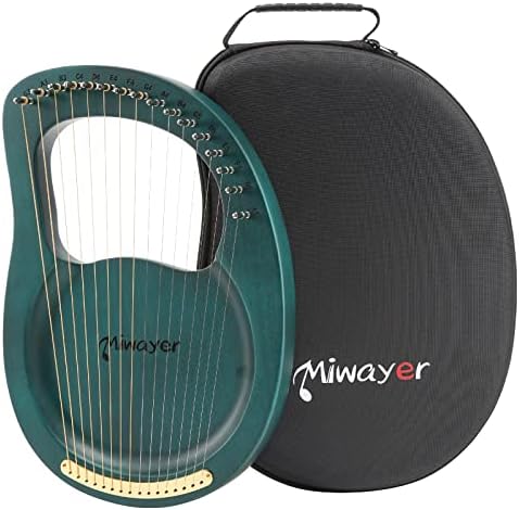Miwayer Lyre Harp 16 Strings Musical Instrument Solid Mahogany Body Harp Professional Stringed Instrument with Accessories and Bag (Cyan 16 Strings Harp)