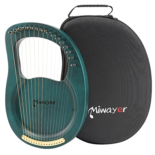 Miwayer Lyre Harp 16 Strings Musical Instrument Solid Mahogany Body Harp Professional Stringed Instrument With Accessories And Bag (Cyan 16 Strings Harp) #TOP12