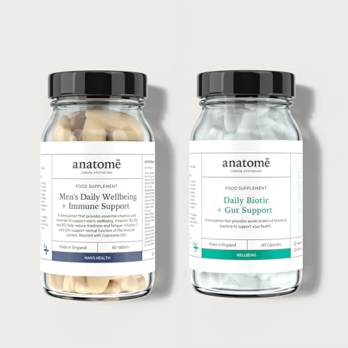 Anatome Men's Health Essentials Duo Bundle - Nutritional Supplements for Male Daily Wellbeing + Immune Support and Pro-Biotic + Gut Support