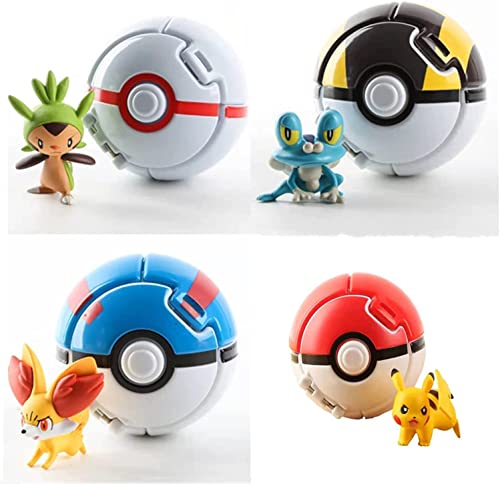 4pcs Pocket Ball playset with-Battle Action Figure Toys