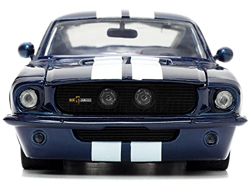 1967 Shelby Gt500 Dark Blue Metallic With White Stripes Bigtime Muscle Series 1/24 Diecast Model Car By Jada 33865 #TOP5