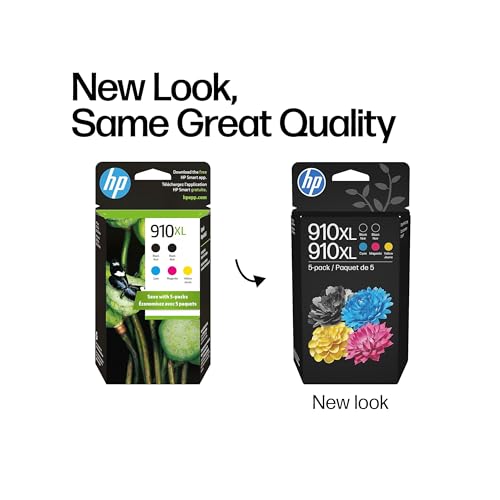 Image of HP Original 910XL Black, Cyan, Magenta, Yellow High-Yield Ink Cartridges (5-Pack) | Works OfficeJet 8010, 8020 Series OfficeJet Pro 8020, 8030 Series | Eligible for Instant Ink | 6ZA58AN