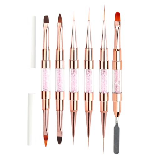 Moily 6-Piece Dual-Ended Nail Art Pens – Multifunctional Drawing Tools with Brushes for Precision Painting Pink Rhinestone One Size