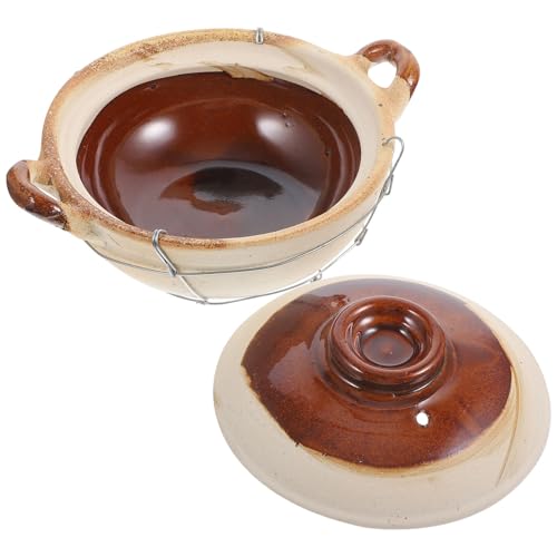 ibasenice Cazuela de Barro con Asa para Cocinar 0.5l, Olla para Guisar con Transferencia de Calor y Tecnología de Moldeo Integral, Adecuado para Estofados y Hot Pot Picante Varios estilos