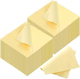 Outus Jewelry Cleaning Cloth Polishing Cloth for Sterling Silver Gold Platinum, 50 Pack (Yellow)